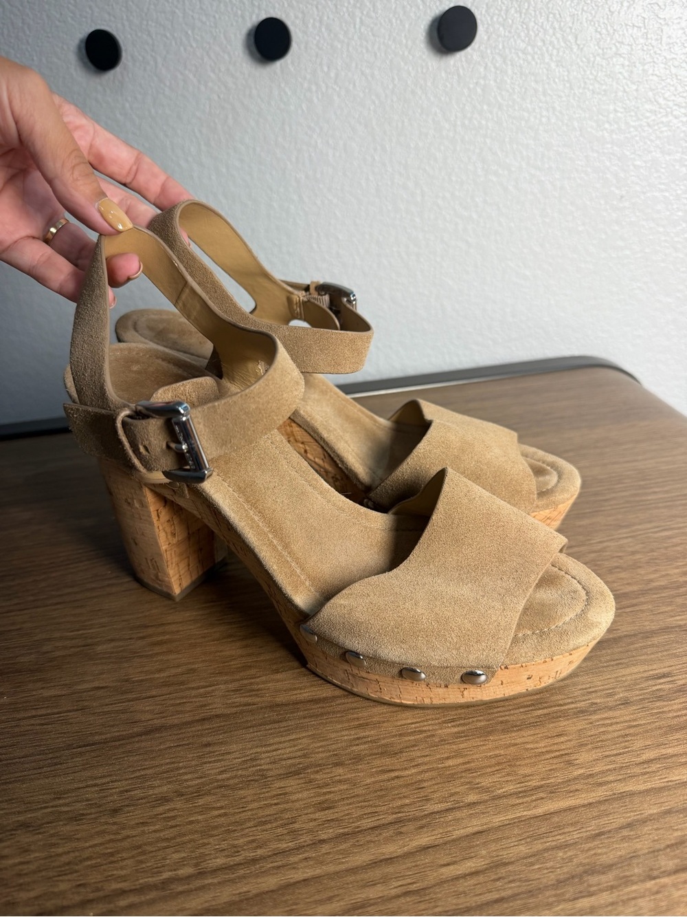 Michael Kors Hayden Tan Suede Platform Heels